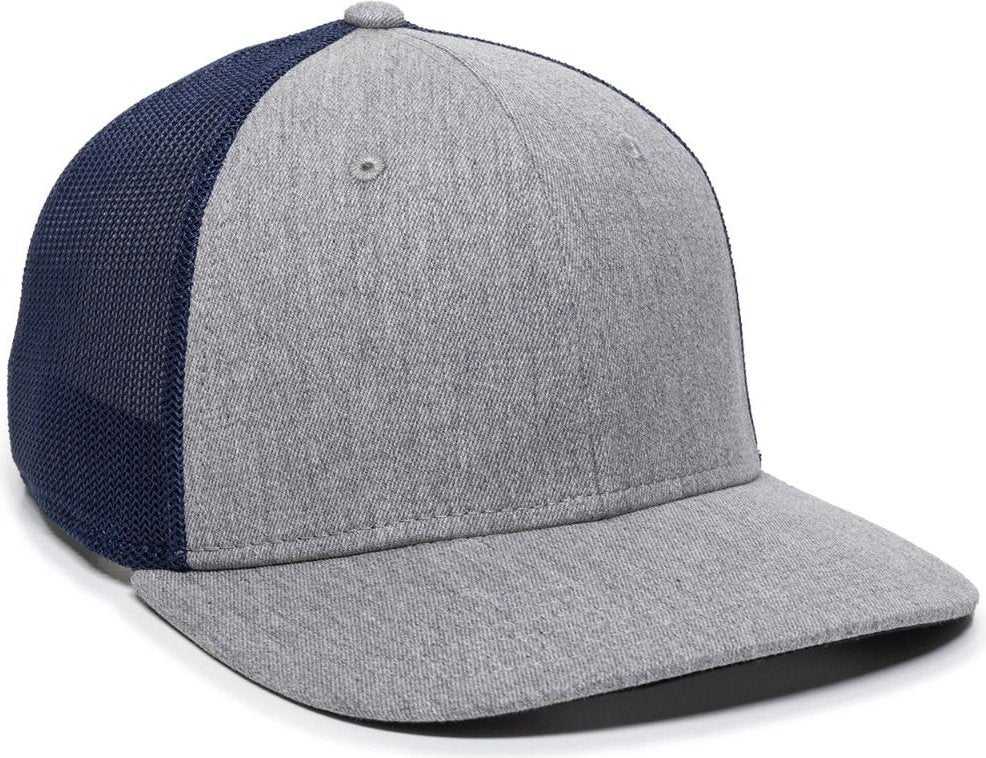OC Sports RGR-360M Adjustable Mesh Back Cap - Heathered Gray Navy - HIT a Double - 1