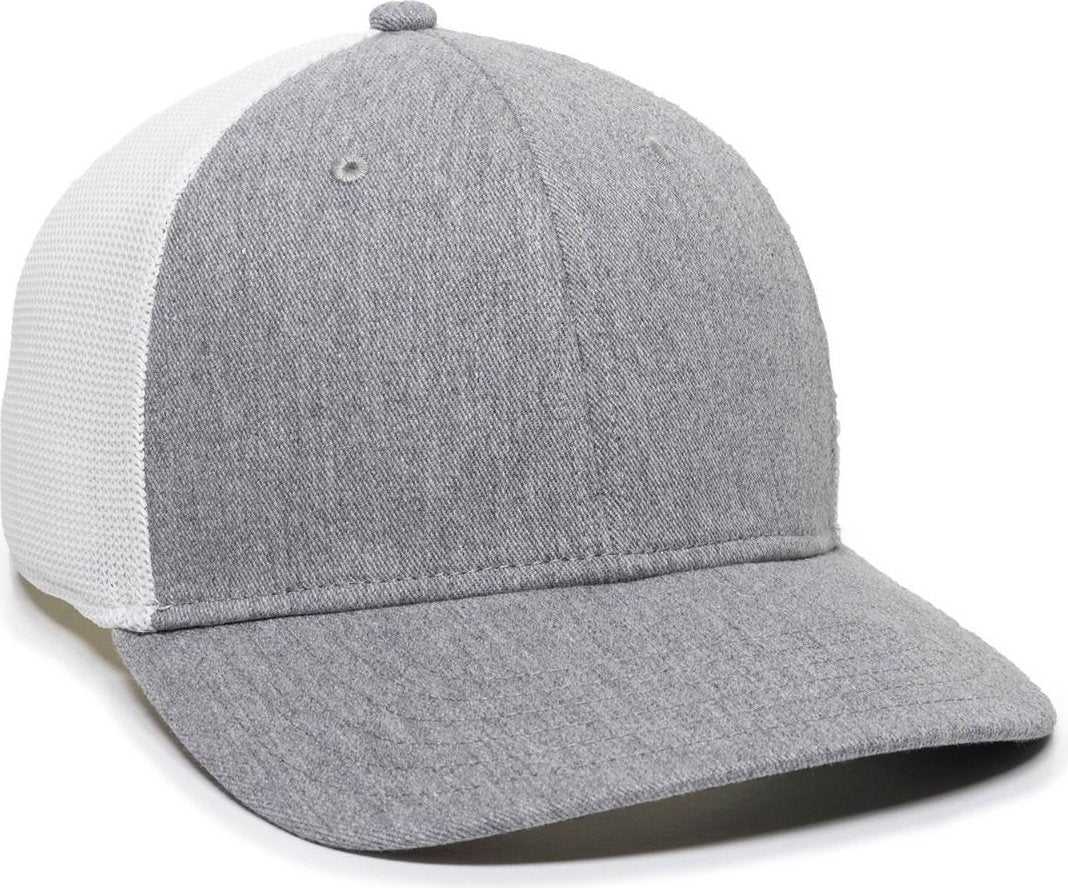 OC Sports RGR-360M Adjustable Mesh Back Cap - Heathered Gray White - HIT a Double - 1