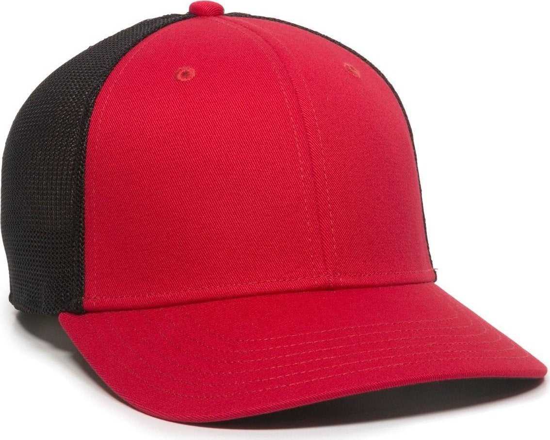 OC Sports RGR-360M Adjustable Mesh Back Cap - Red Black - HIT a Double - 1