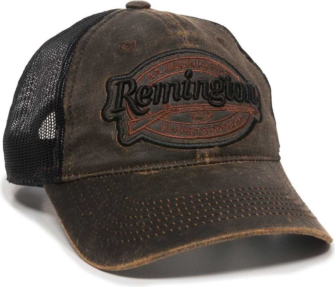 OC Sports RM17A Weathered Cotton Mesh Back Cap - Dark Brown Black - HIT a Double - 1