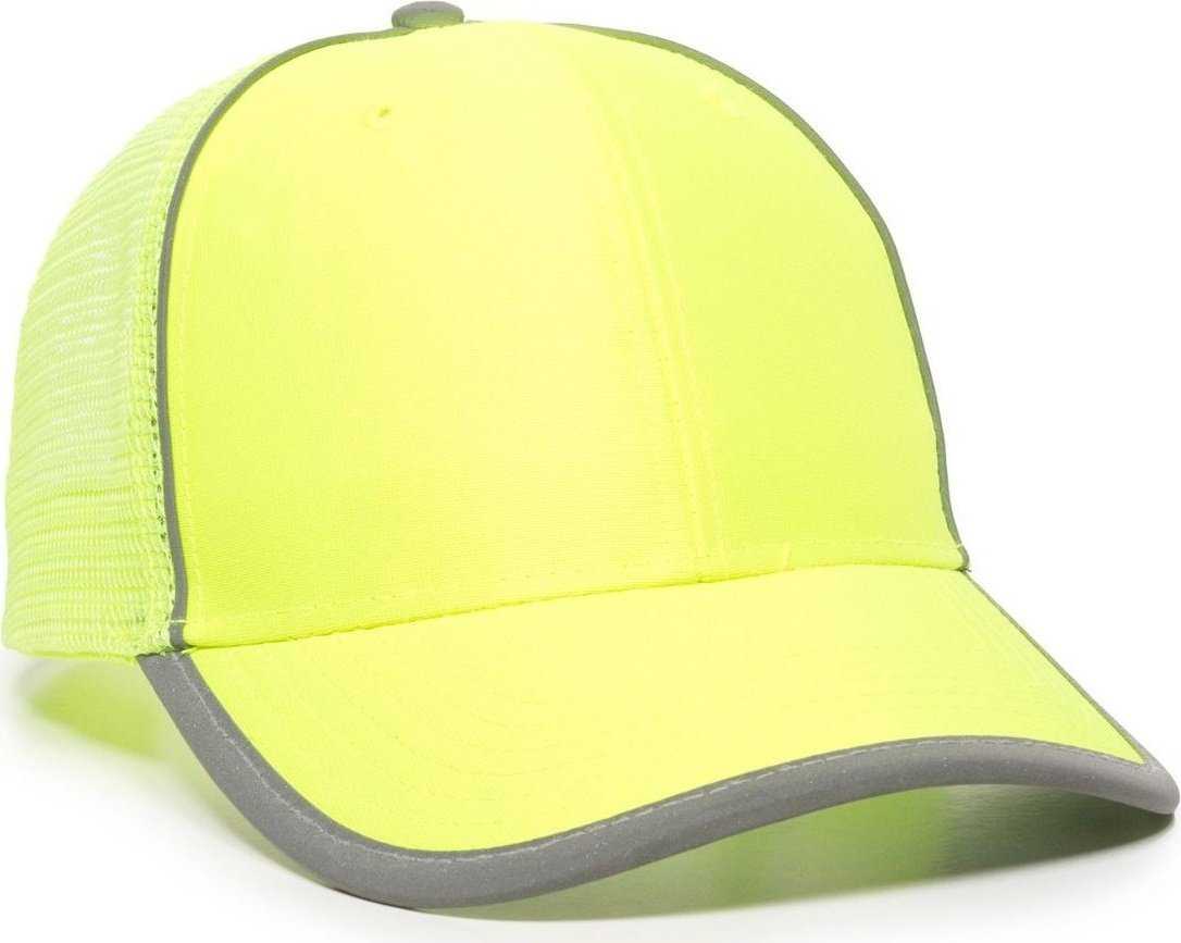OC Sports SAF-300M Adjustable Mesh Back Cap - Safety Yellow - HIT a Double - 1