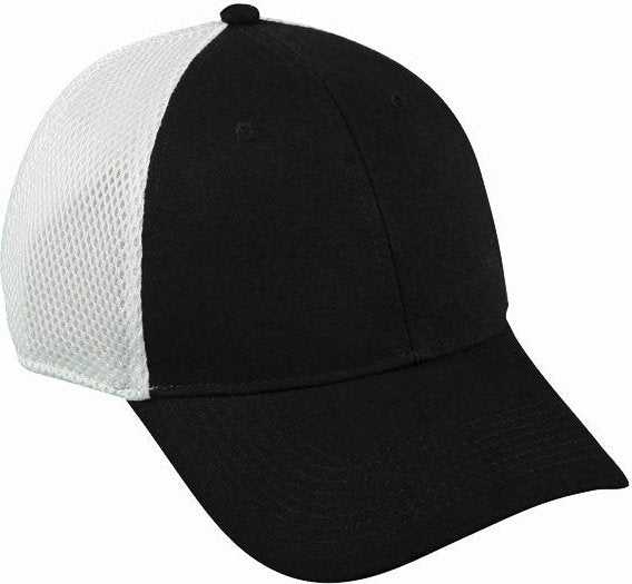 OC Sports SWM-600 Cotton Twill And Mesh Adjustable Cap - Black White - HIT a Double - 1