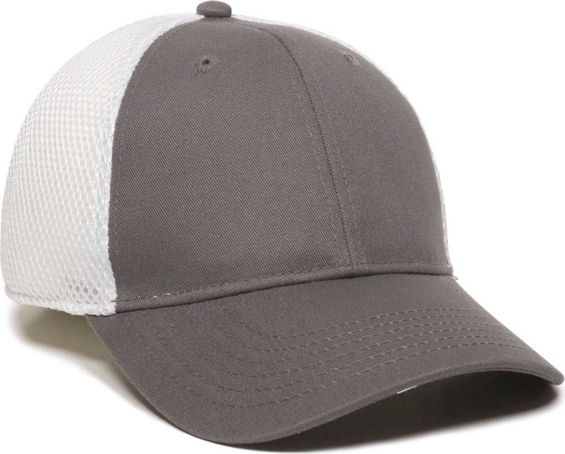 OC Sports SWM-600 Cotton Twill And Mesh Adjustable Cap - Charcoal Wh - HIT a Double - 1