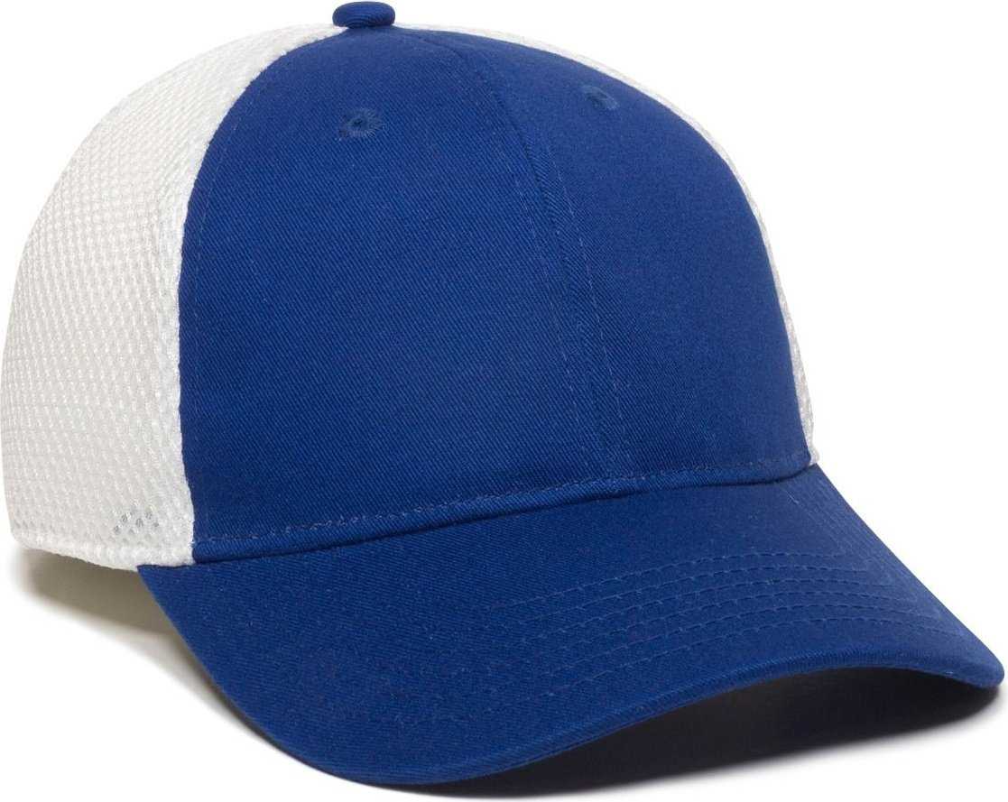 OC Sports SWM-600 Cotton Twill And Mesh Adjustable Cap - Royal White - HIT a Double - 1