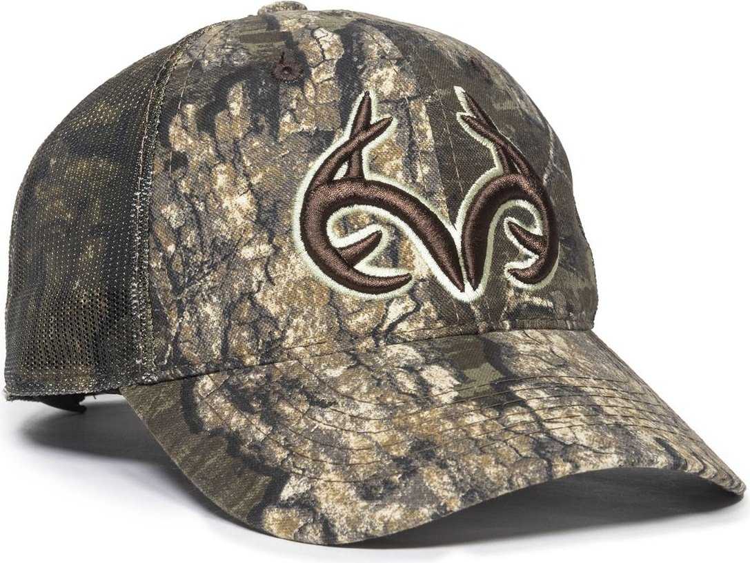 OC Sports TRT85A Heavy Washed Camo Mesh Back Cap - Realtree Timber - HIT a Double - 1