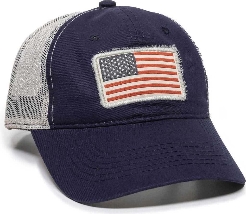 OC Sports USA-155 Cotton Twill Mesh Back Cap -Navy Putty - HIT a Double - 1