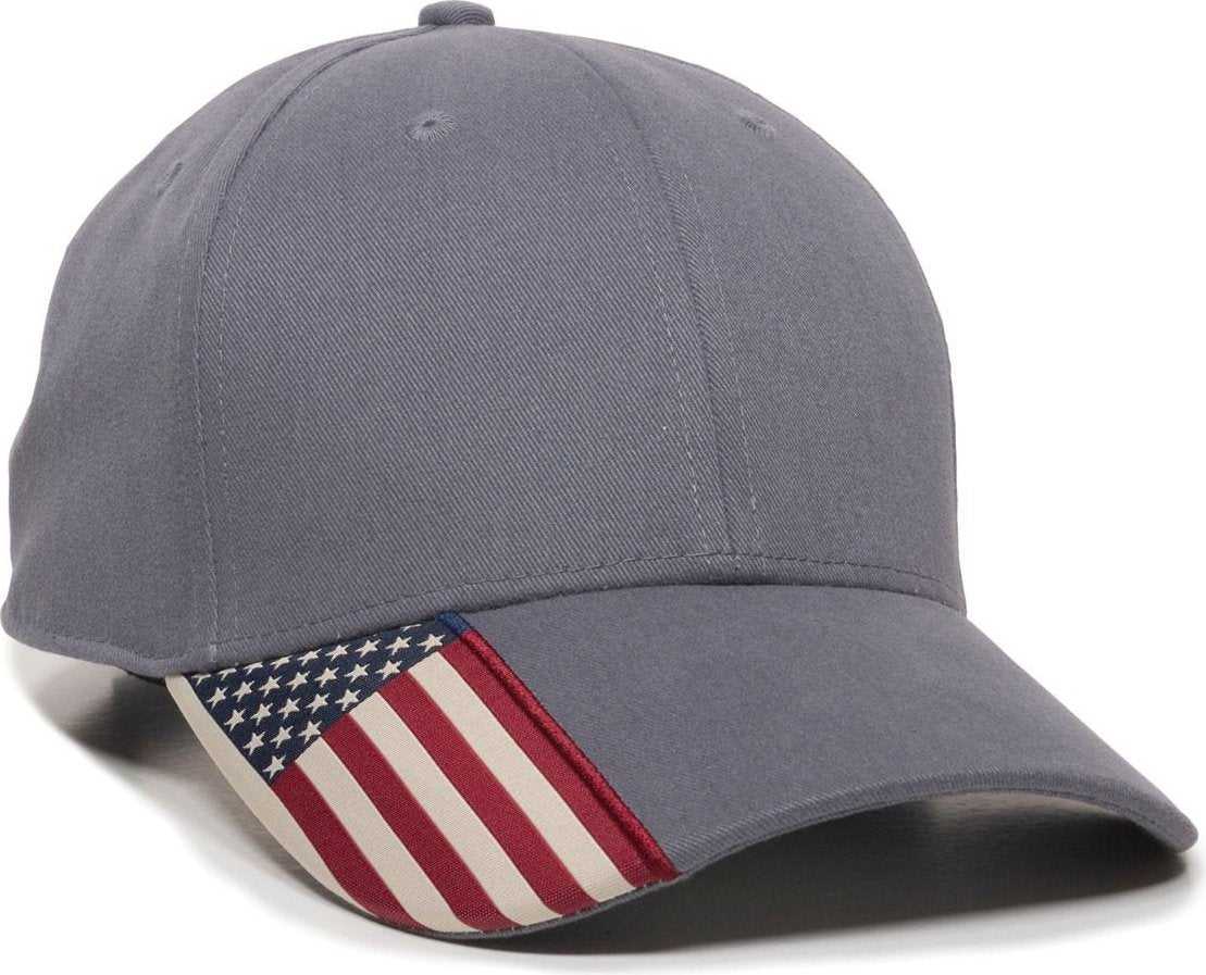 OC Sports USA-300 Adjustable American Flag on Bill Cap - Charcoal - HIT a Double - 1
