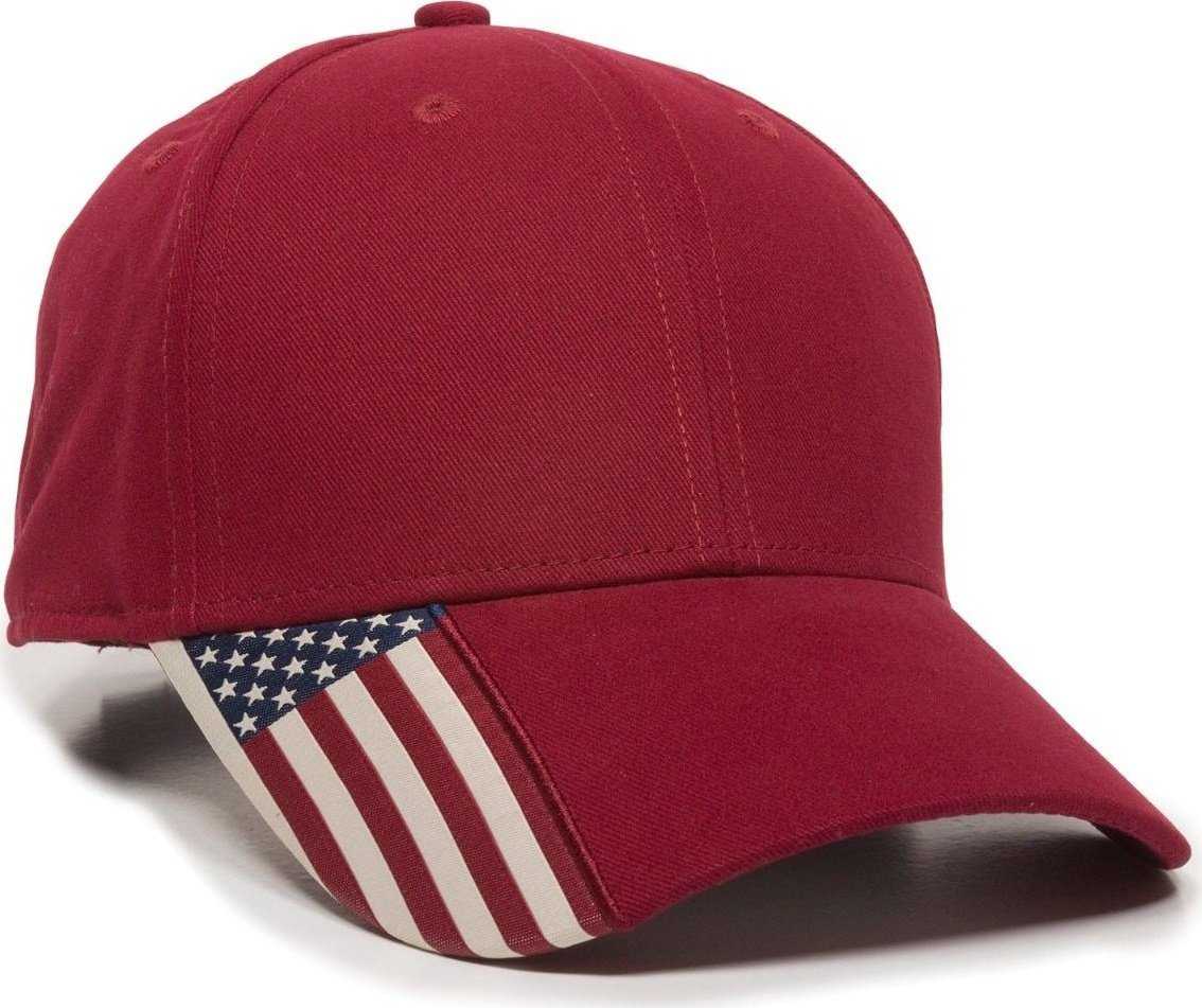OC Sports USA-300 Adjustable American Flag on Bill Cap - Red - HIT a Double - 1