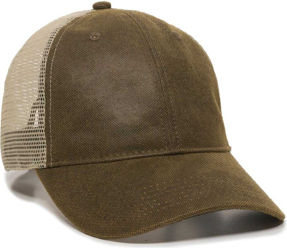 OC Sports WCV-100M Adjustable Mesh Back Weathered Look Cap - Brown Khaki - HIT a Double - 1