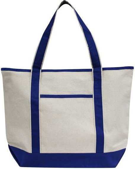 OAD OAD103 Promotional Heavyweight Large Boat Tote - Natural/ Royal - HIT a Double - 1