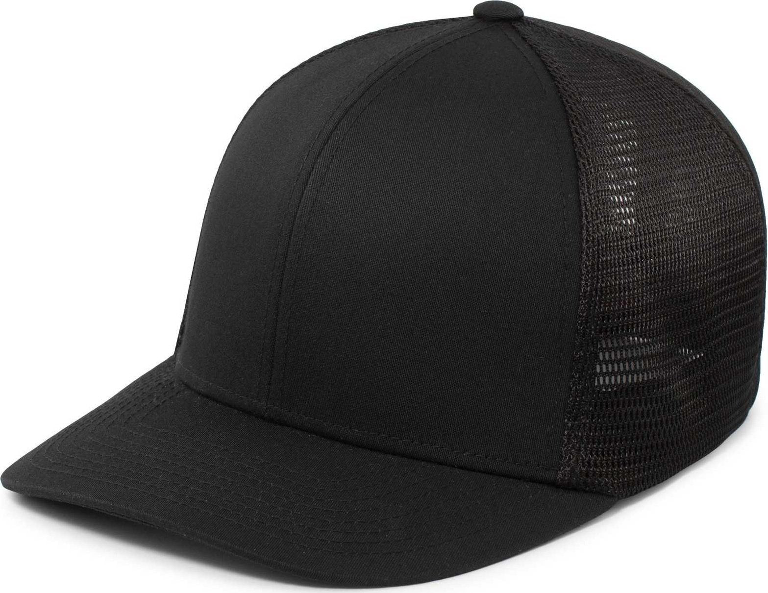 Pacific Headwear P401 Fusion Trucker Cap - Black - HIT a Double