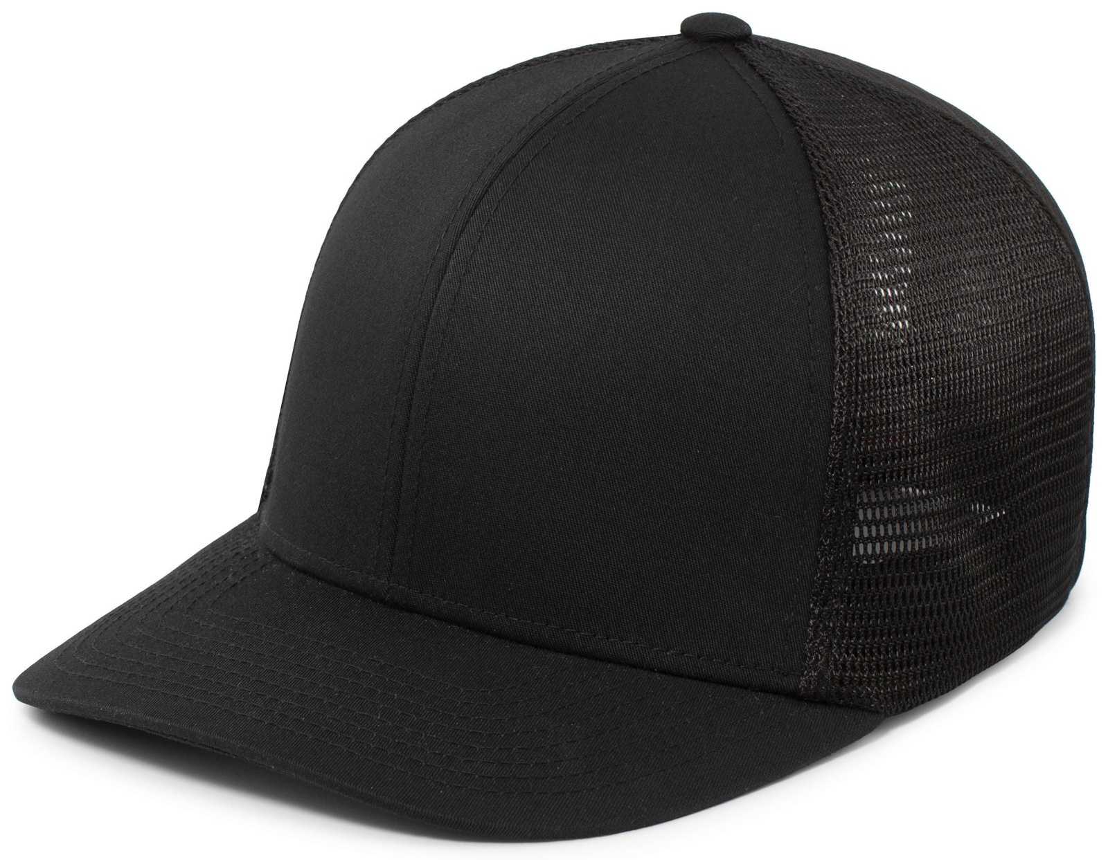 Pacific Headwear P401 Fusion Trucker Cap - Black - HIT a Double