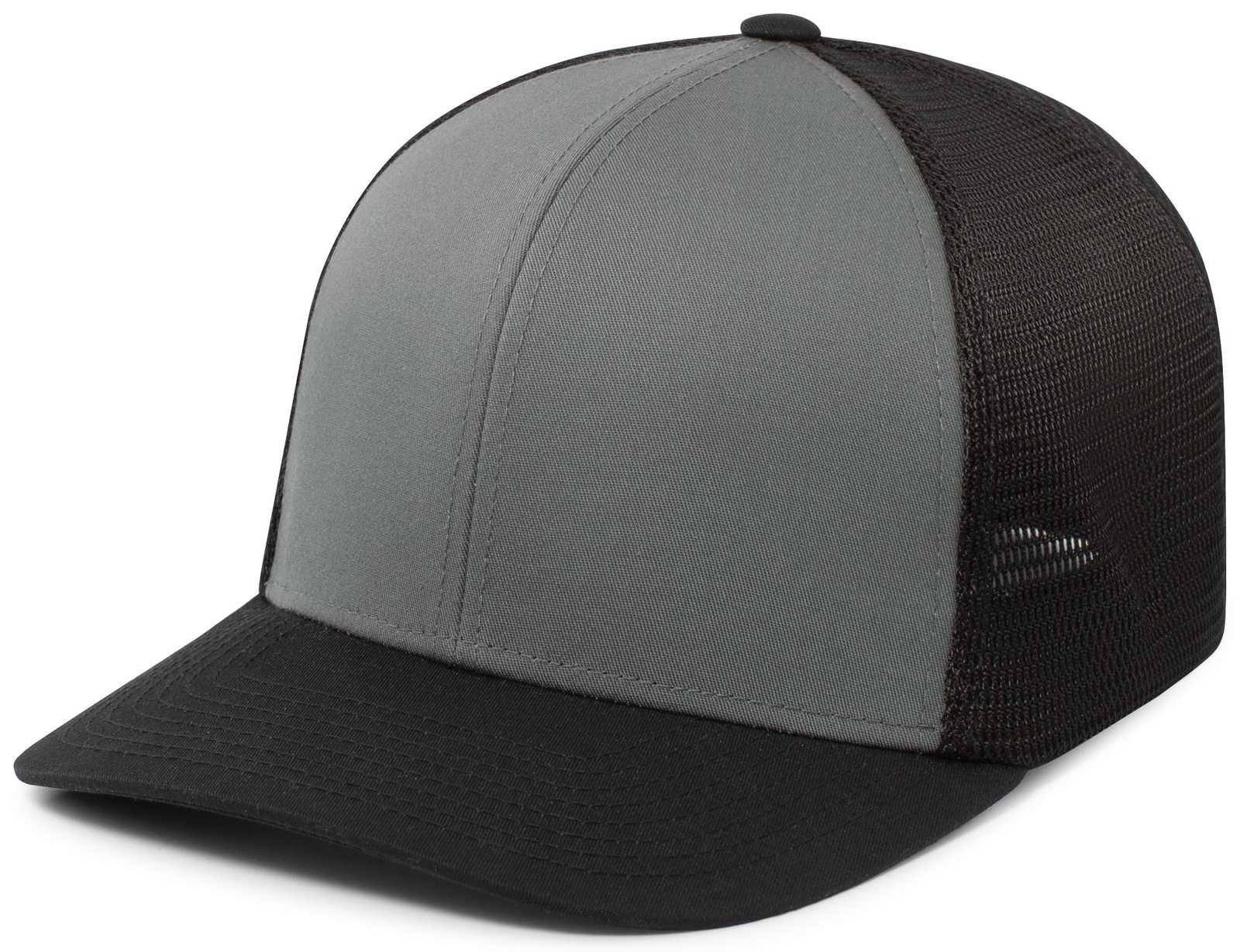 Pacific Headwear P401 Fusion Trucker Cap - Graphite Black Black - HIT a Double