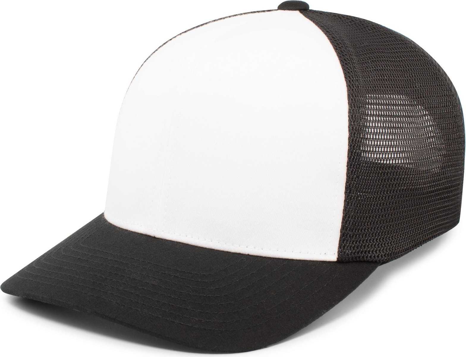 Pacific Headwear 110F Trucker Flexfit Snapback Cap - White Black Black - HIT a Double