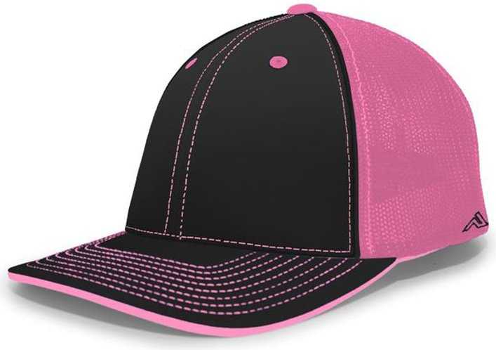 Pacific Headwear 404F Trucker Flexfit Cap - Black Pink Black - HIT a Double