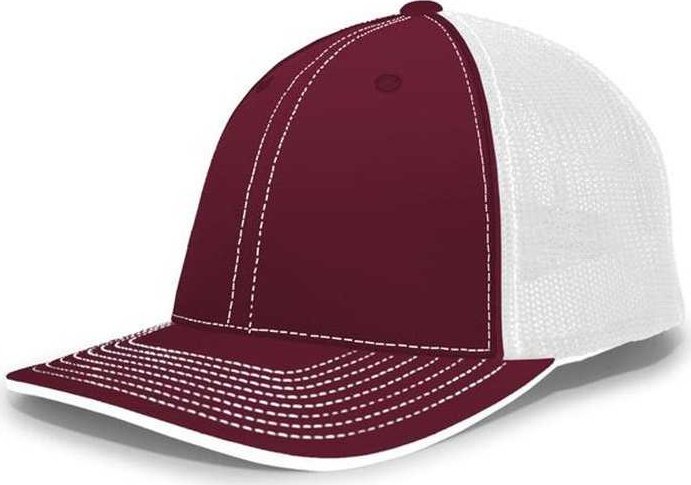 Pacific Headwear 404F Trucker Flexfit Cap - Cardinal White - HIT a Double