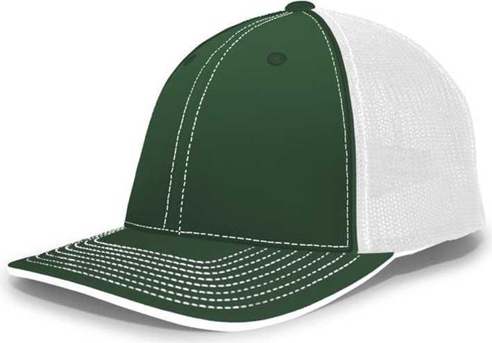 Pacific Headwear 404F Trucker Flexfit Cap - Dark Green White - HIT a Double