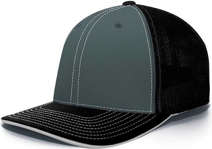 Pacific Headwear 404F Trucker Flexfit Cap - Graphite Black Black - HIT a Double
