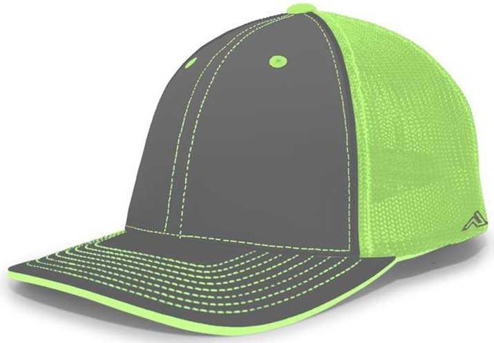 Pacific Headwear 404F Trucker Flexfit Cap - Graphite Neon Green Graphite - HIT a Double