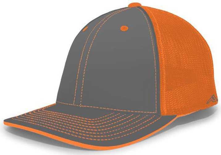 Pacific Headwear 404F Trucker Flexfit Cap - Graphite Neon Orange Graphite - HIT a Double
