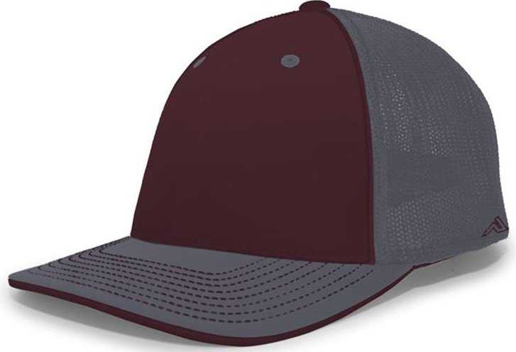 Pacific Headwear 404F Trucker Flexfit Cap - Maroon Graphite Graphite - HIT a Double