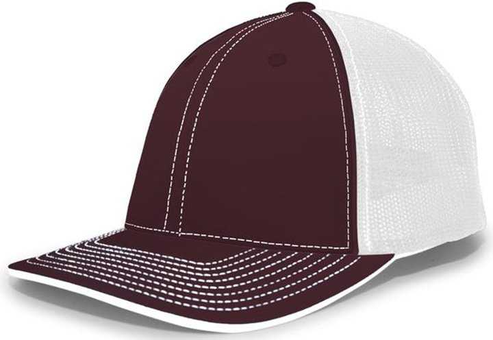 Pacific Headwear 404F Trucker Flexfit Cap - Maroon White - HIT a Double