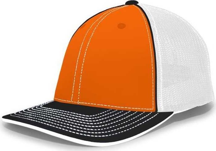 Pacific Headwear 404F Trucker Flexfit Cap - Orange White Black - HIT a Double