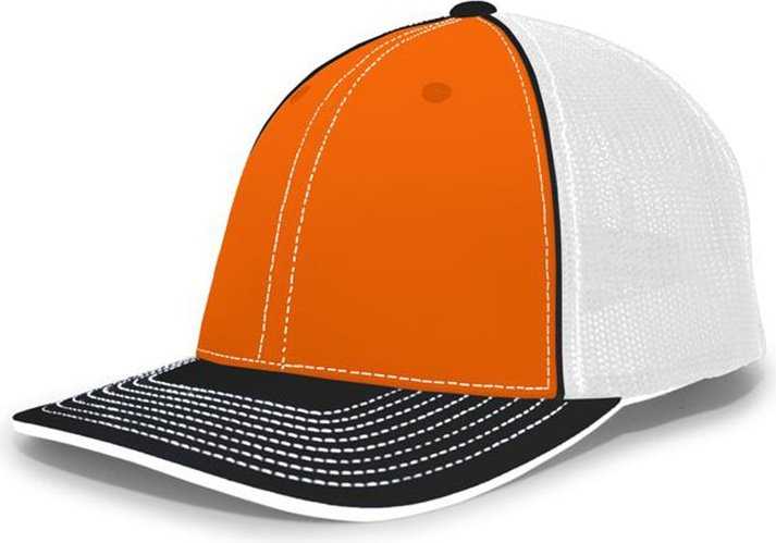 Pacific Headwear 404F Trucker Flexfit Cap - Orange White Black - HIT a Double