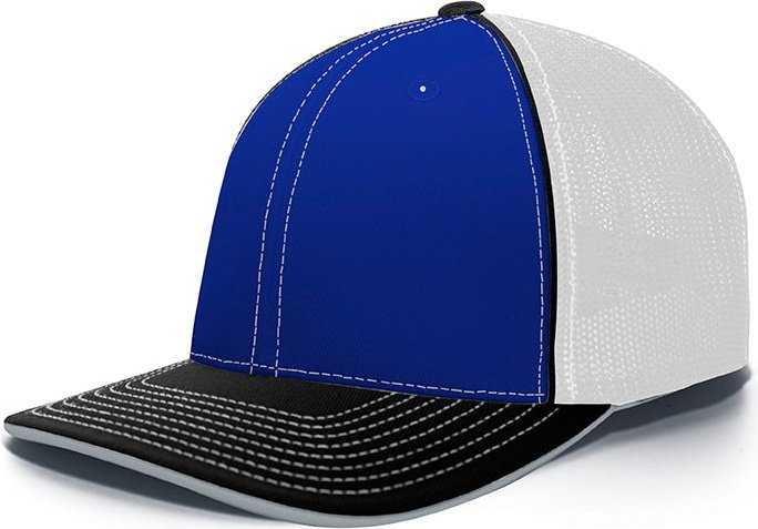 Pacific Headwear 404F Trucker Flexfit Cap - Royal White Black - HIT a Double
