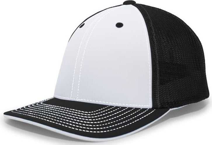 Pacific Headwear 404F Trucker Flexfit Cap - White Black Black - HIT a Double