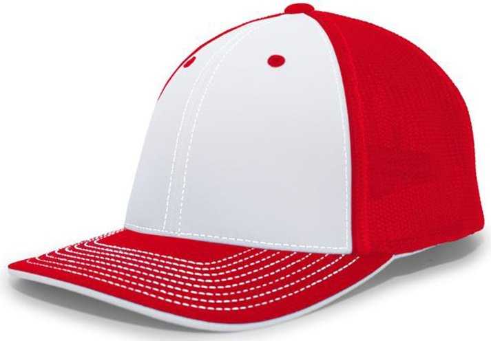 Pacific Headwear 404F Trucker Flexfit Cap - White Red Red - HIT a Double