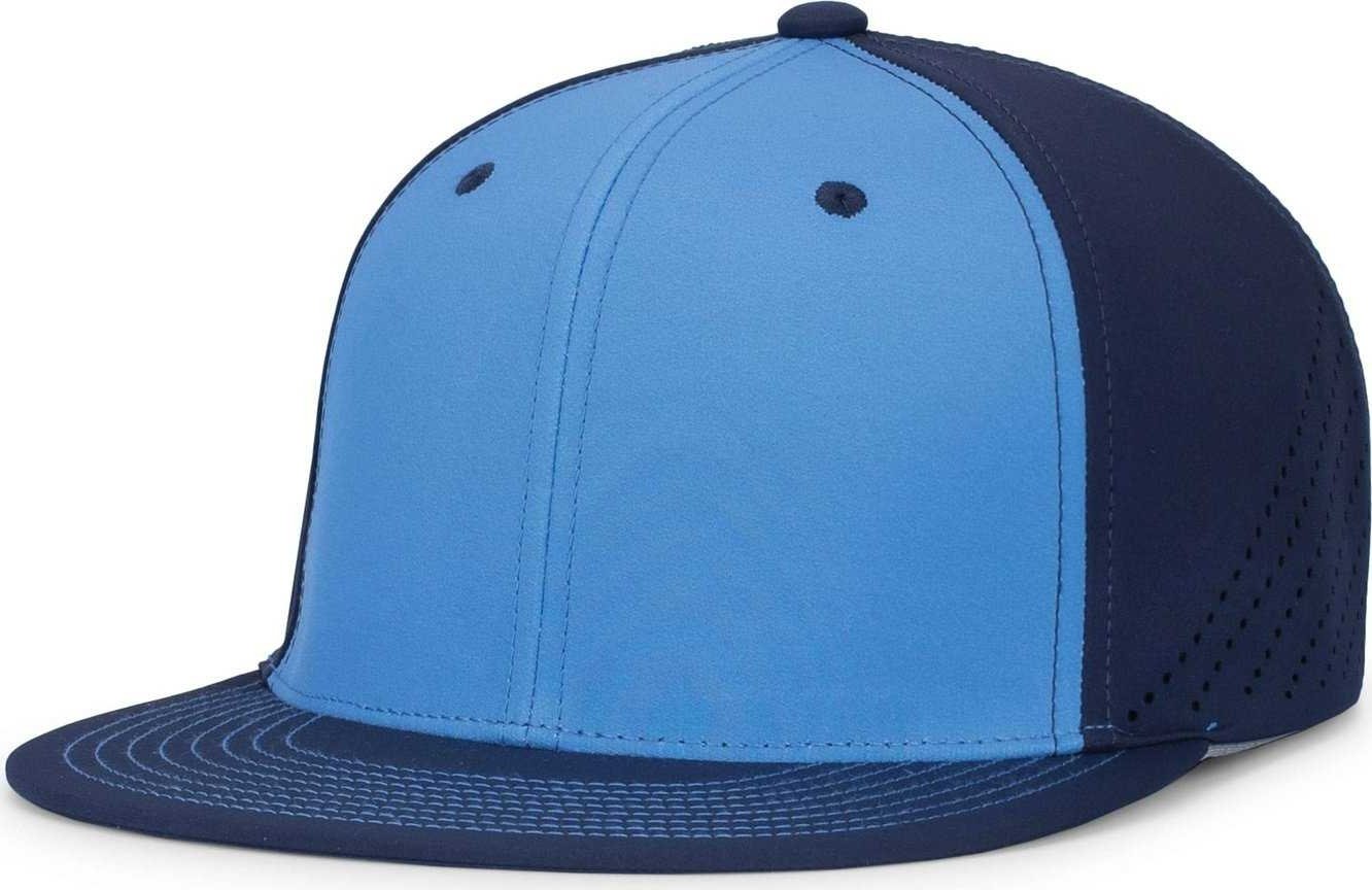 Pacific Headwear ES471 Premium Lightweight Perforated Pacflex Coolcore Cap - Columbia Blue Navy Navy - HIT a Double