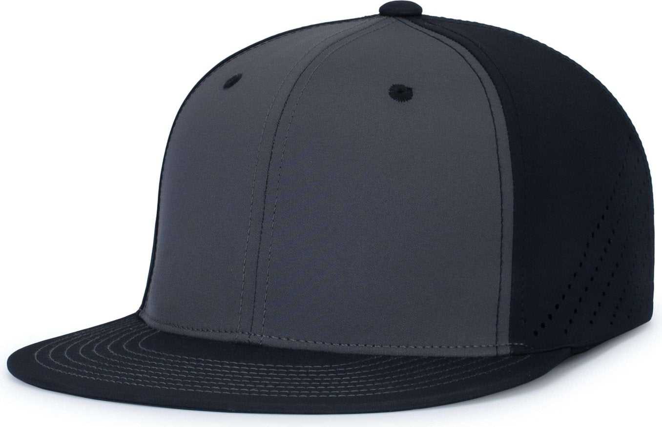 Pacific Headwear ES471 Premium Lightweight Perforated Pacflex Coolcore Cap - Graphite Black Black - HIT a Double