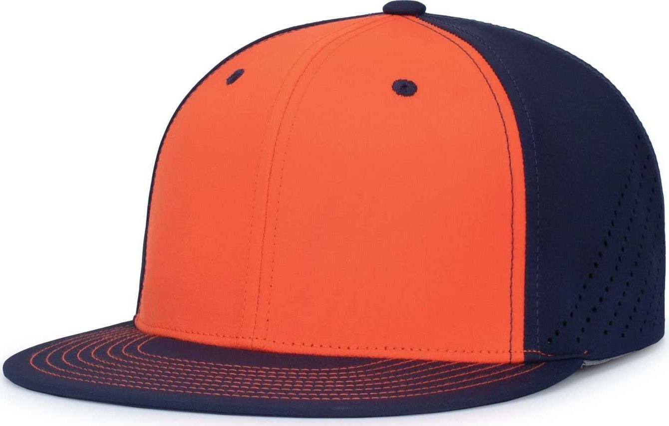 Pacific Headwear ES471 Premium Lightweight Perforated Pacflex Coolcore Cap - Orange Navy Navy - HIT a Double
