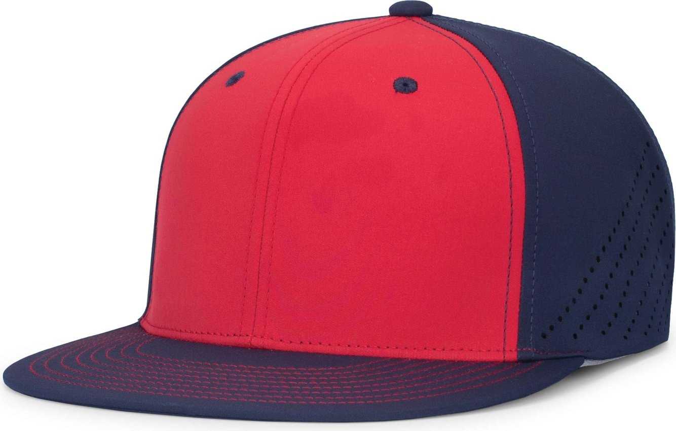 Pacific Headwear ES471 Premium Lightweight Perforated Pacflex Coolcore Cap - Red Navy Navy - HIT a Double
