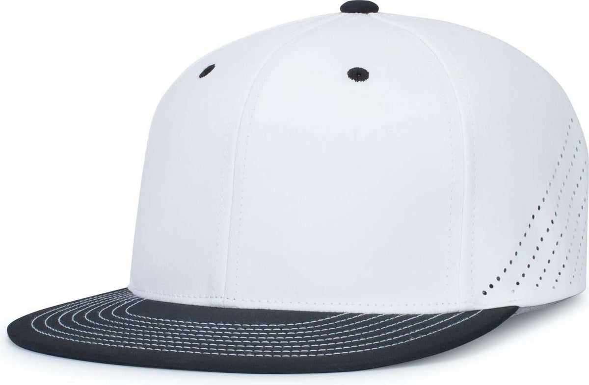 Pacific Headwear ES471 Premium Lightweight Perforated Pacflex Coolcore Cap - White Black - HIT a Double