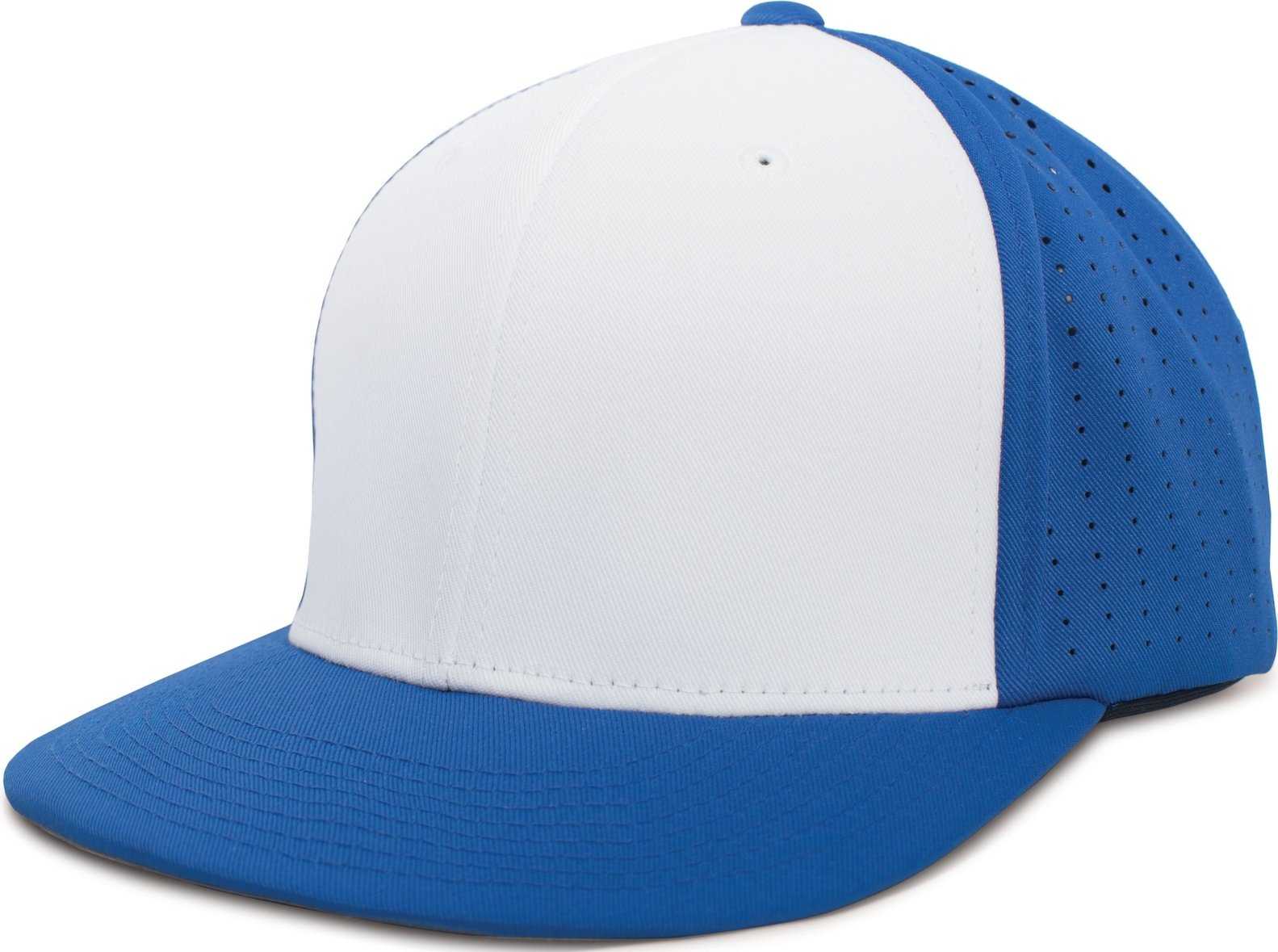 Pacific Headwear ES474 Perforated F3 Performance Flexfit Cap - White Royal Royal - HIT a Double