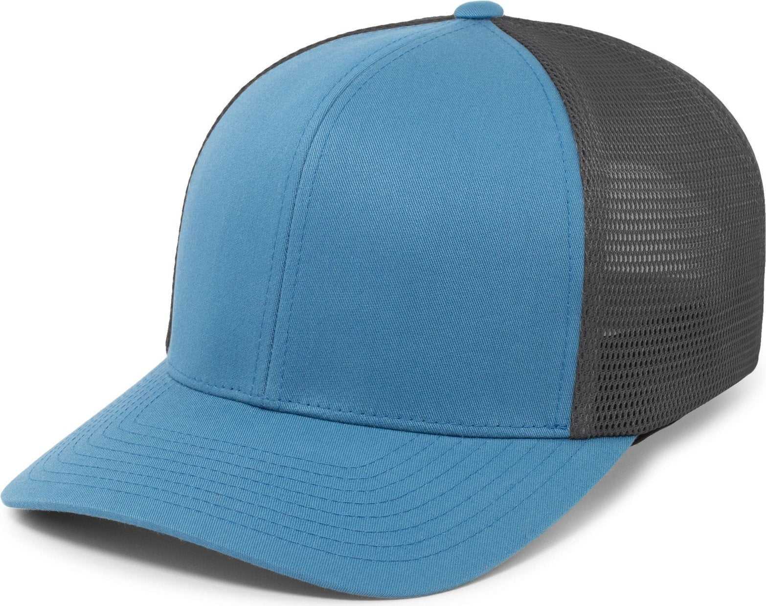 Pacific Headwear P151 Trucker Pacflex Snapback Cap - Ocean Blue Lt Charcoal Ocean Blue - HIT a Double