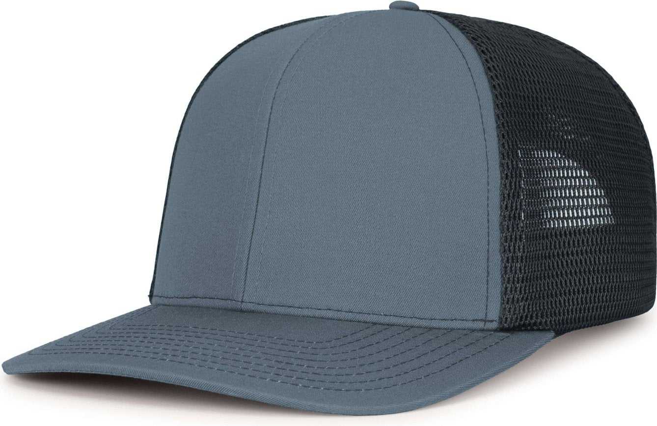 Pacific Headwear P151S Contrast Stitch Trucker Pacflex Snapback Cap - Graphite Black Graphite - HIT a Double
