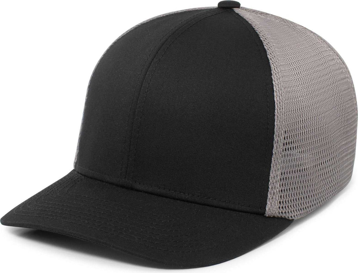 Pacific Headwear P401 Fusion Trucker Cap - Black Graphite Black - HIT a Double