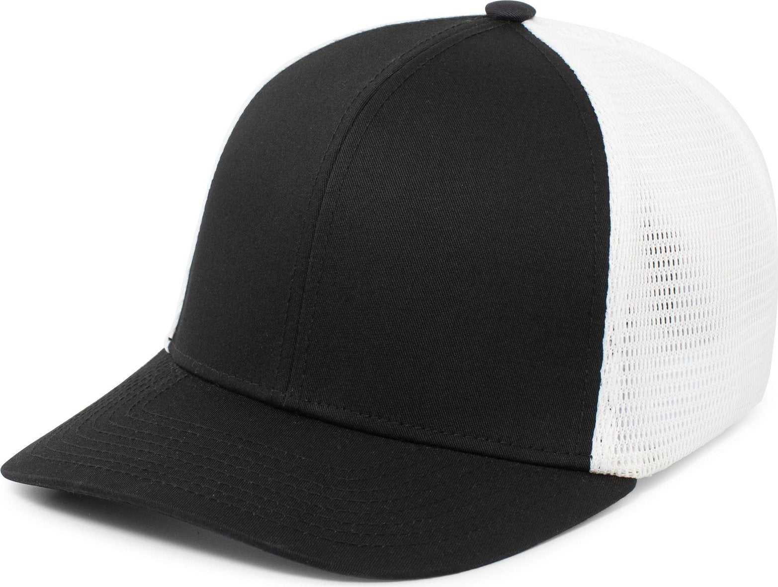 Pacific Headwear P401 Fusion Trucker Cap - Black White Black - HIT a Double