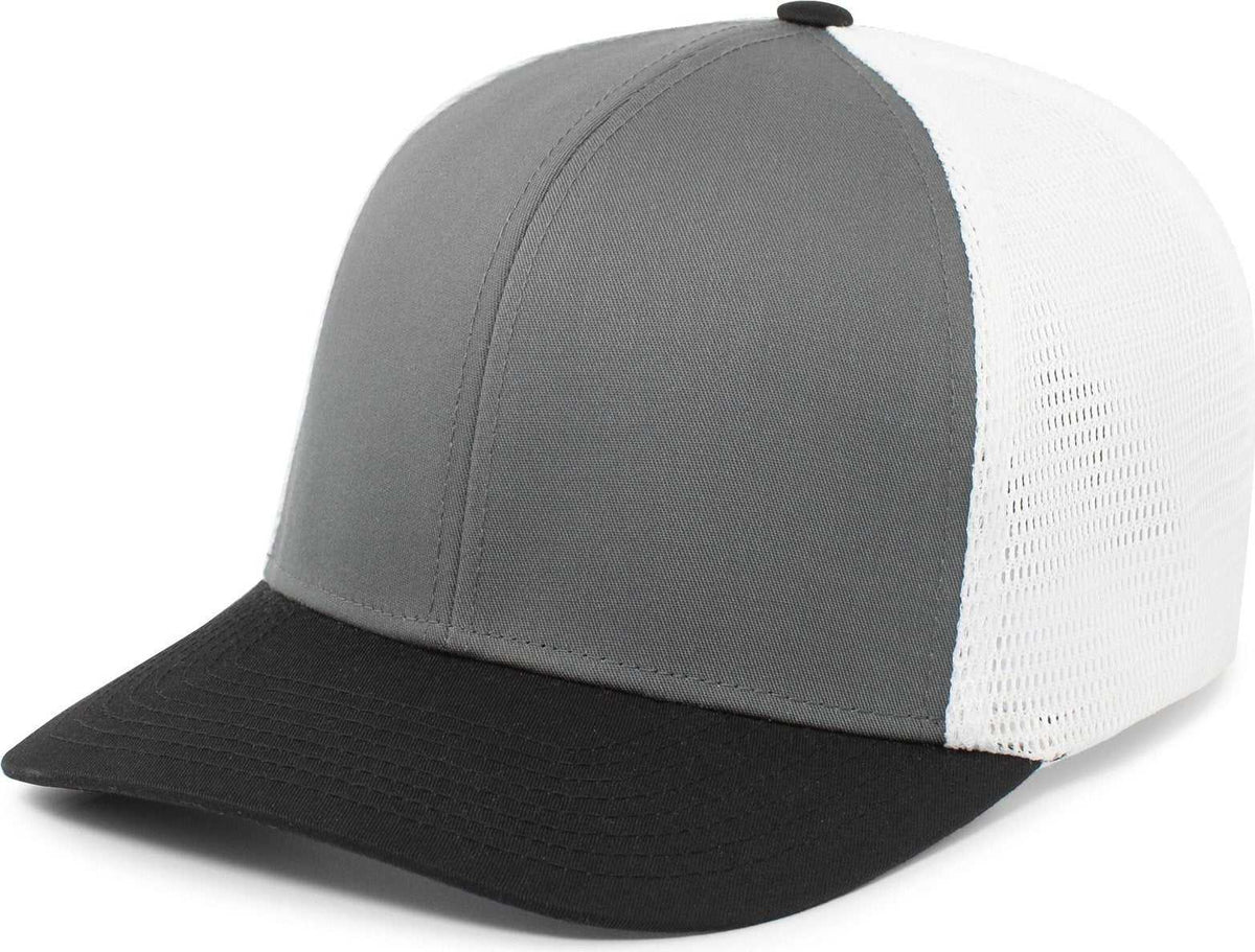 Pacific Headwear P401 Fusion Trucker Cap - Graphite White Black - HIT a Double