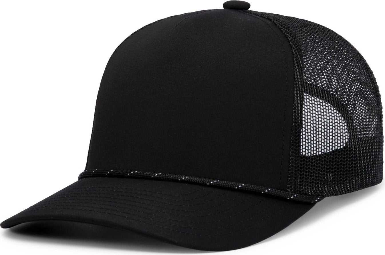 Pacific Headwear P423 Weekender Trucker Cap - Black Black White - HIT a Double
