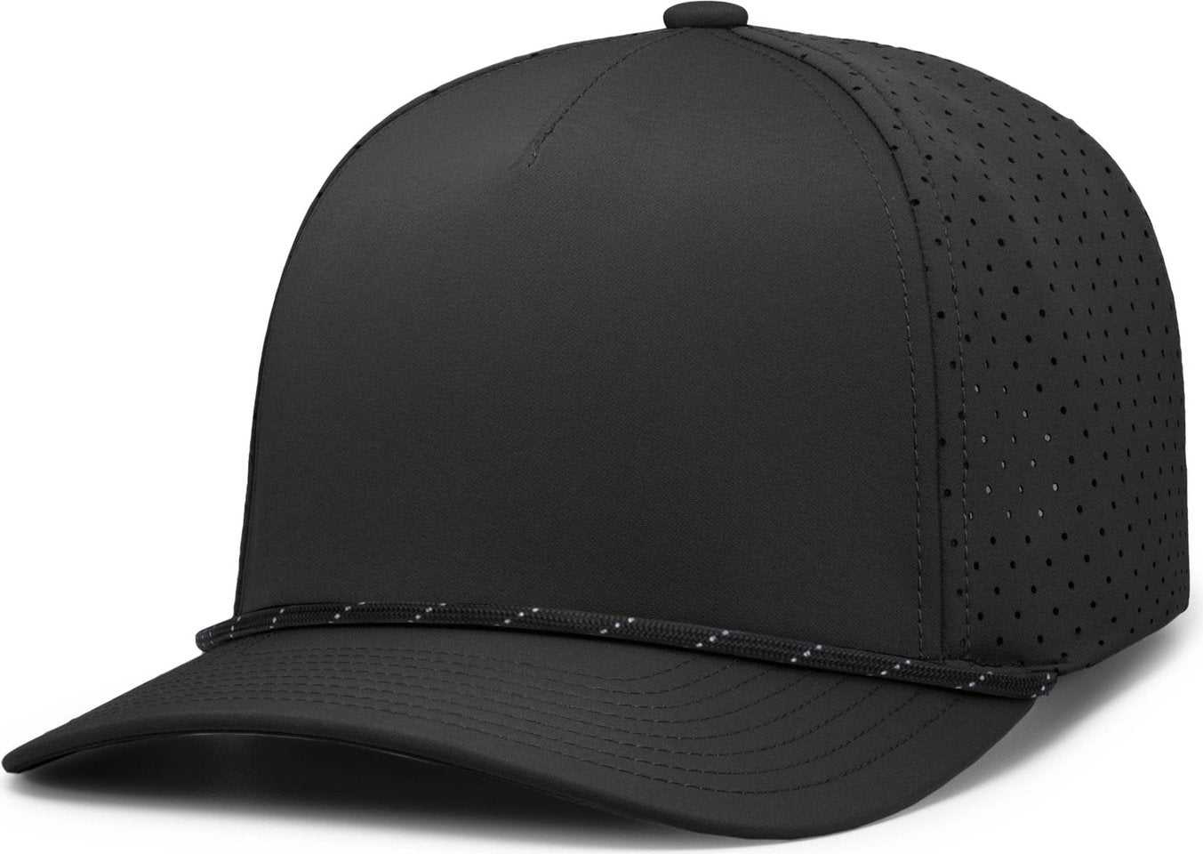 Pacific Headwear P424 Weekender  Perforated Snapback Cap - Black Black White - HIT a Double