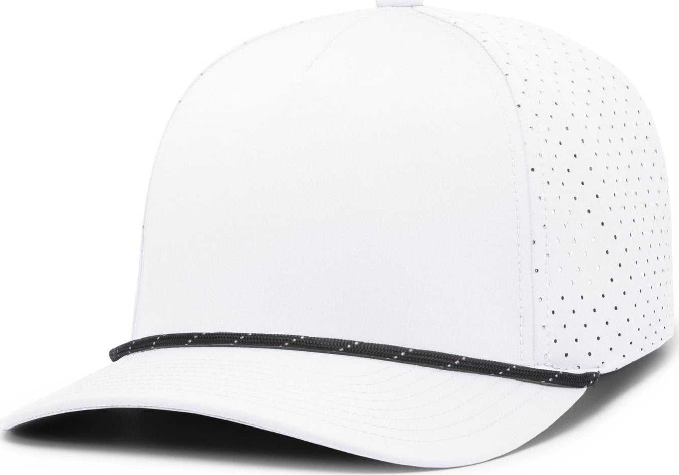 Pacific Headwear P424 Weekender  Perforated Snapback Cap - White Black White - HIT a Double