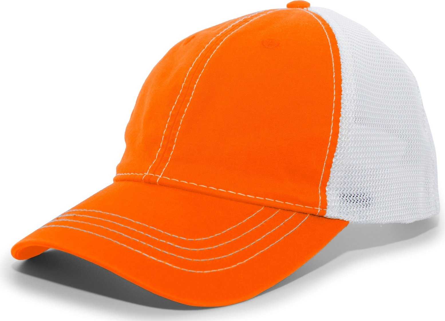 Pacific Headwear V67 Vintage Trucker Snapback Cap - Orange White Orange - HIT a Double