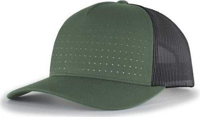 Pacific 105P Perforated 5-Panel Trucker Snapback Cap - Army Light Charcoal White - HIT a Double