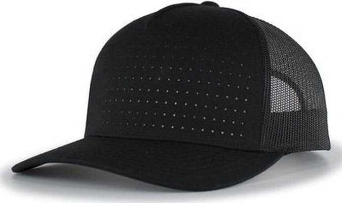 Pacific 105P Perforated 5-Panel Trucker Snapback Cap - Black Reflective - HIT a Double
