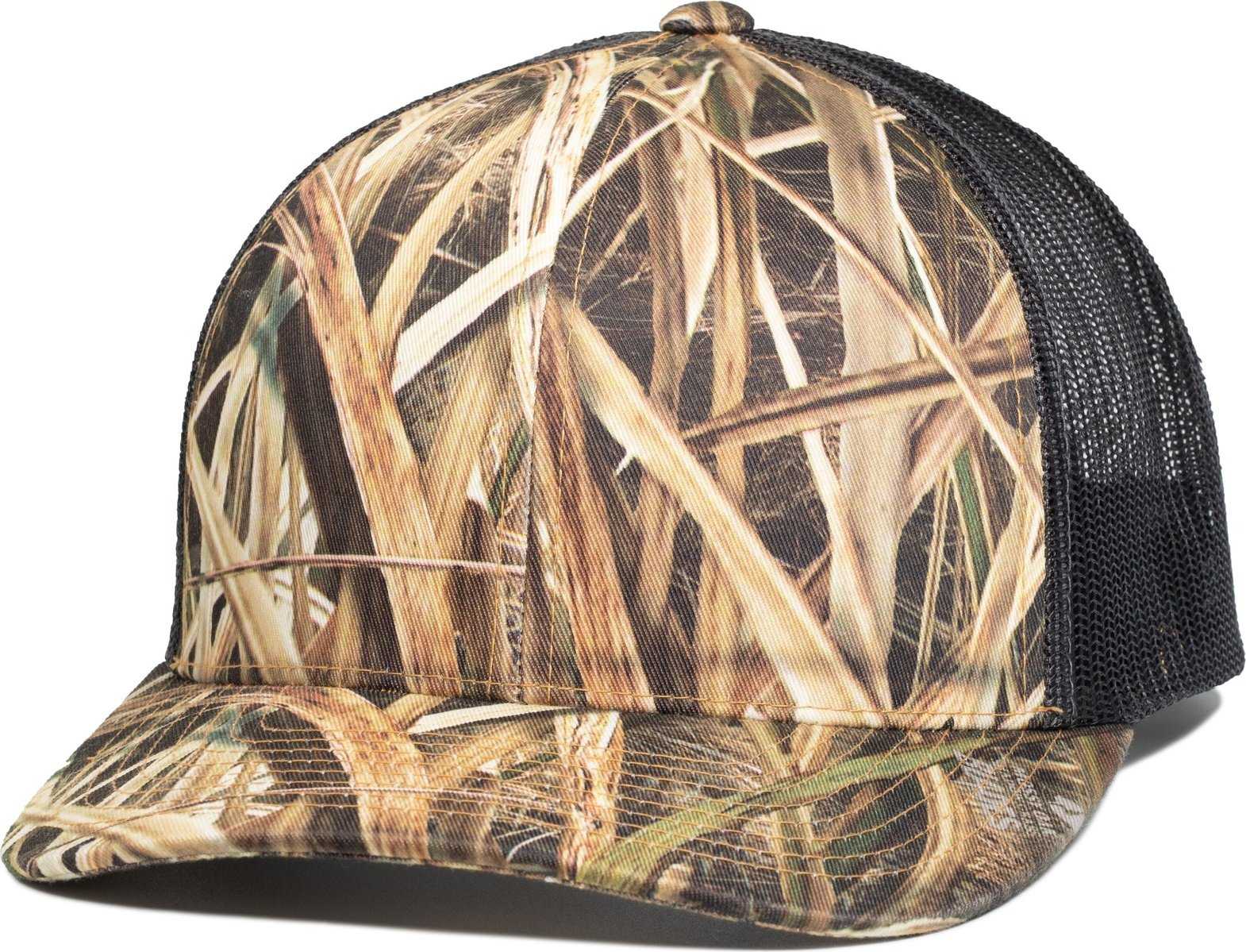 Pacific 108C Camo Snapback Trucker Cap - Shadow Grass Blades Light Charcoal - HIT a Double