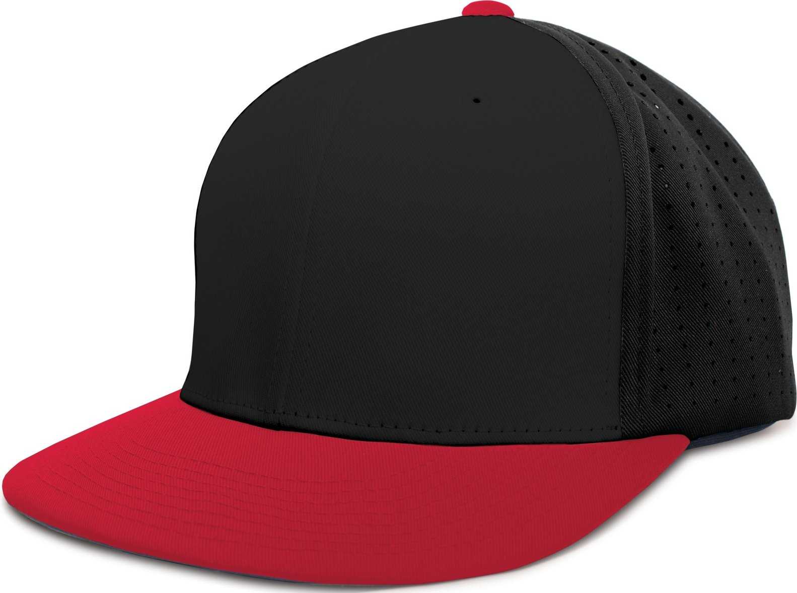 Pacific ES474 Perforated F3 Performance Flexfit Cap - Black Red - HIT a Double - 1